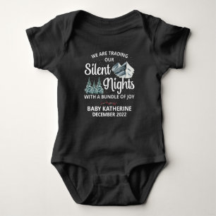 Christmas SIlent Nights Pregnancy Announcement Baby Bodysuit
