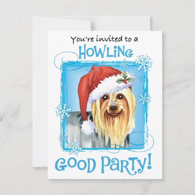 Christmas Silky Terrier Invitation (Front)