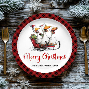 Christmas Silly Geese Cartoon Humour Party Plates