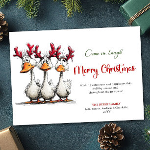 Christmas Silly Geese Humor Whimsical Greeting Car Holiday Card
