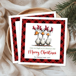 Christmas Silly Geese Humour Whimsical Paper Napki Napkin