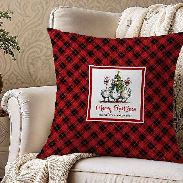 Christmas Silly Goose Cartoon Throw Pillow Decor (Christmas Silly Goose Cartoon Throw Pillow Decor)