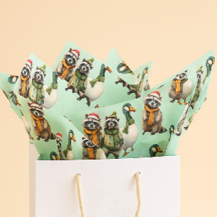 Christmas Silly Goose Feral Raccoon  Tissue Paper