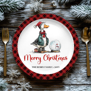 Christmas Silly Goose Quirky Cartoon Paper Plates