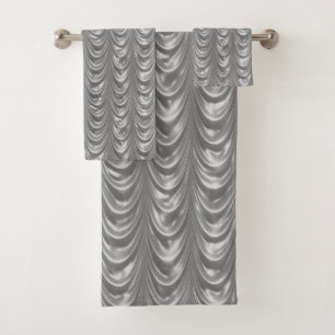Christmas   Silve Ruched Satin Scallops Graphic Bath Towel Set