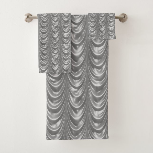 Christmas | Silve Ruched Satin Scallops Graphic Bath Towel Set (Insitu)