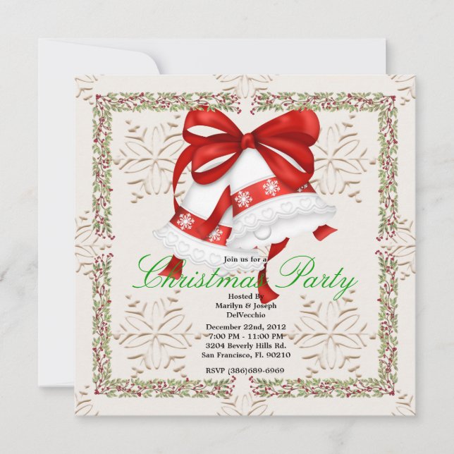 Christmas Silver Bells CUTE Christmas Party Holida Invitation (Front)