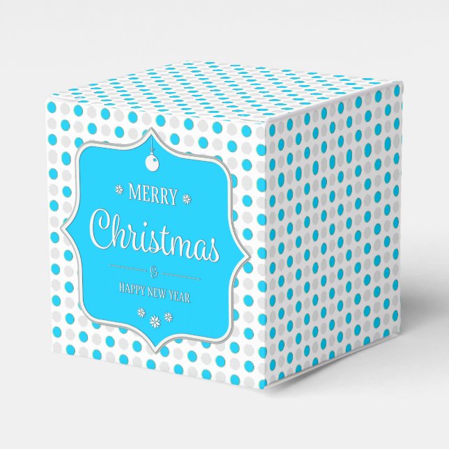 Christmas Silver-Blue Polka Dots Favour Box (Front Side)