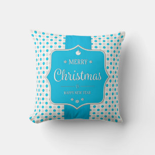 Christmas Silver-Blue Polka Dots Pillow