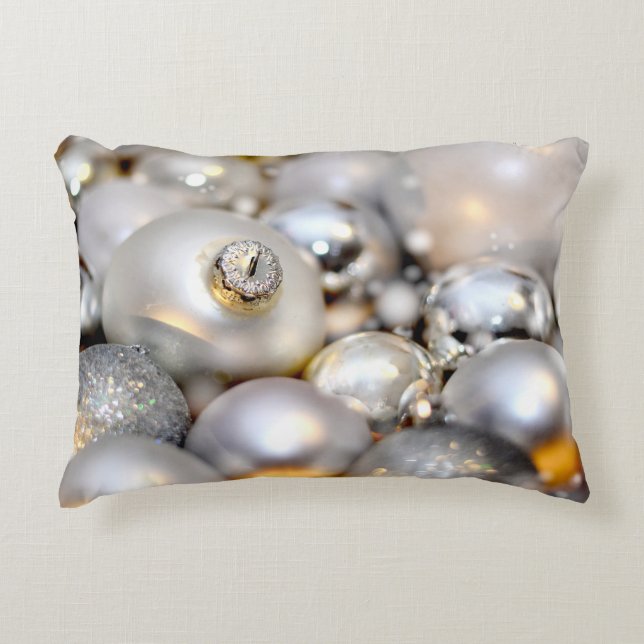 Christmas Silver Decor Baubles Decorative Cushion (Front)