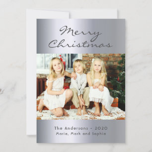 Christmas silver family children photo holiday card