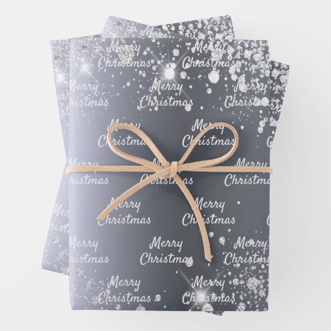 Christmas silver glitter wrapping paper sheet (In situ)