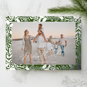 Christmas Silver Green Botanical Frame Photo