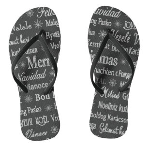 Christmas Silver Grey Holidays Black Jandals