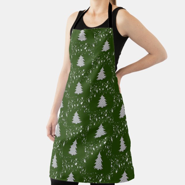 Christmas Silver Stars and Tree with Baubles, ZSSD Apron (Insitu)