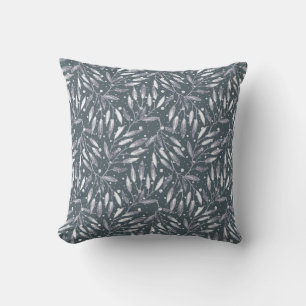 Christmas, silver twigs, white, snowflakes, winter cushion