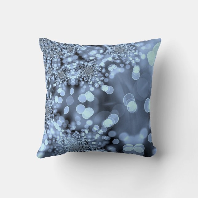 Christmas Silvery Blue Snowflake Cushion (Back)
