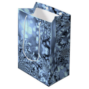 Christmas Silvery Blue Snowflake Medium Gift Bag