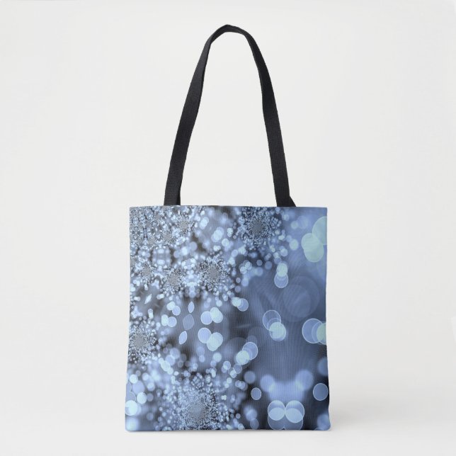 Christmas Silvery Blue Snowflake Tote Bag (Front)