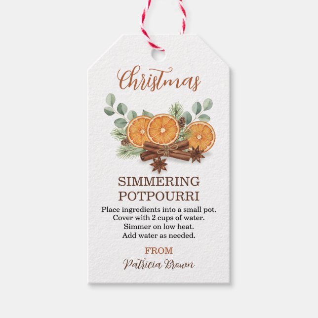 Christmas Simmering Potpourri Personalized Gift Tags (Front)
