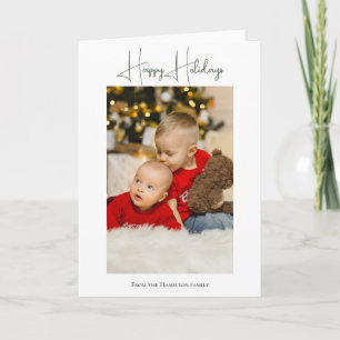 Christmas Simple Elegant Photo Happy Holidays Holiday Card