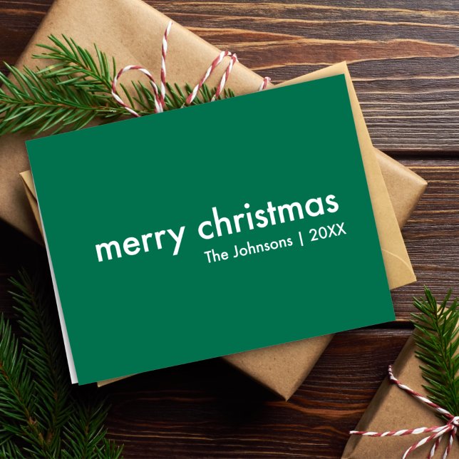Christmas Simple | Green Modern Minimal Stylish Holiday Card (Creator Uploaded)