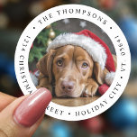 Christmas Simple Photo Round Modern Return Address Classic Round Sticker<br><div class="desc">Introducing our Round Photo Return Address Labels – the perfect finishing touch for your holiday greetings! These labels combine simplicity and modern charm, featuring a delightful design that's both cute and fun. Personalise them with your favourite family photo, making it an ideal choice for showcasing your beloved pets or that...</div>