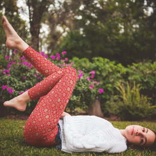 Christmas Simple Red Snowflake Winter Cute Pattern Leggings