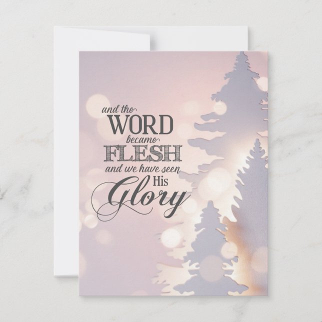 Christmas Simple Trees Christian Bible Verse flat Holiday Card (Front)
