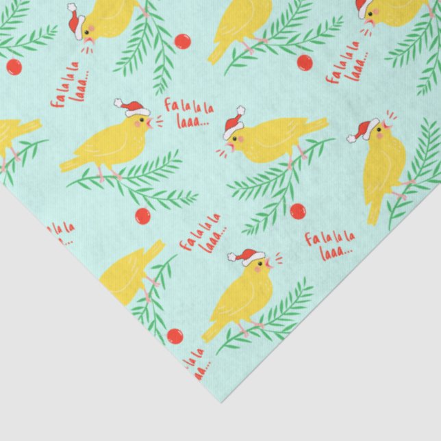 Christmas Singing Canary Pattern Tissue Paper (Detail)