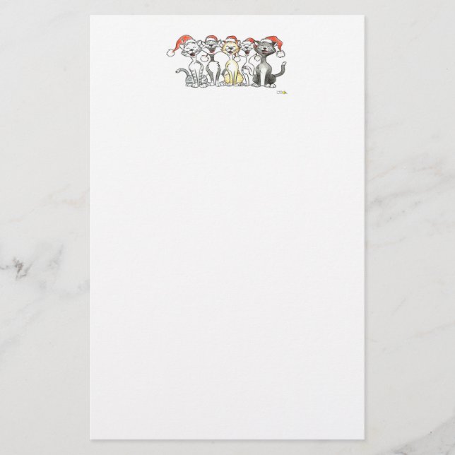 Christmas singing cats stationery (Front)