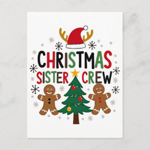 Christmas Sister Crew Festive Gingerbread Friends  Postcard