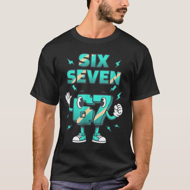 Christmas Six Seven 67 Funny 6-7 Meme Retro Cartoo T-Shirt (Front)