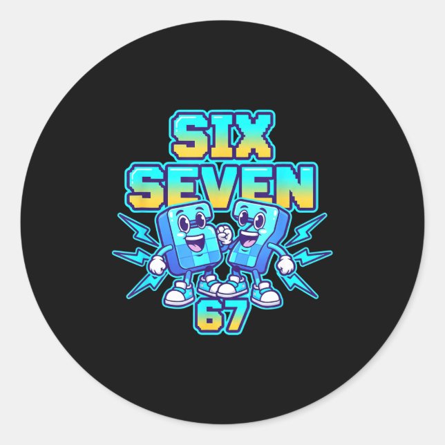 Christmas Six Seven 67 Meme Funny Retro Electric H Classic Round Sticker (Front)