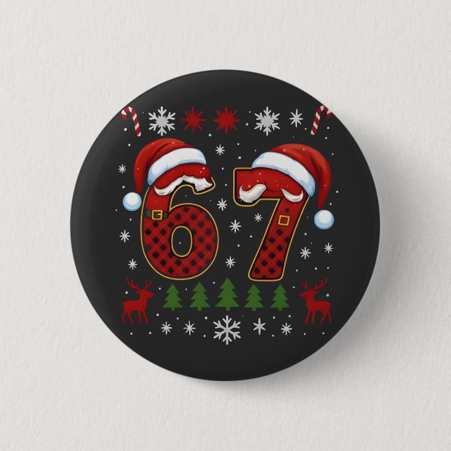 Christmas Six Seven 67 Santa Xmas Gen Alpha 6 Cm Round Badge (Front)