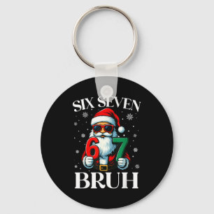 Christmas Six Seven Bruh Meme 6 7 Slang Cool Santa Key Ring