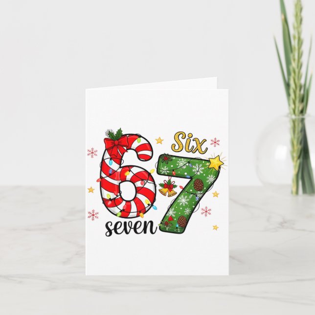 Christmas Six Seven Funny Trendy 6 7 Viral Meme  Card (Front)