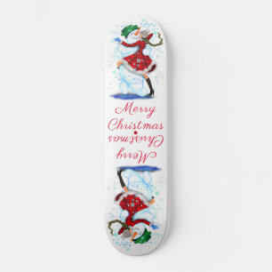 Christmas Skateboard Snowman and Girl Dance