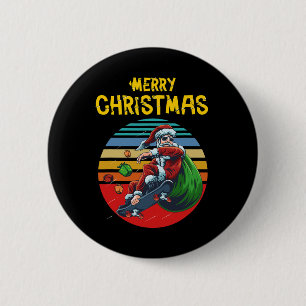 Christmas Skateboarding Santa Skater Funny Christm 6 Cm Round Badge