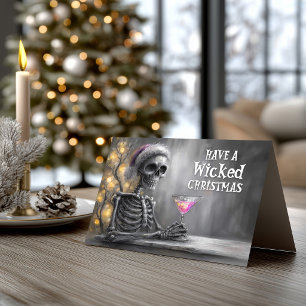 Christmas Skeleton and Cocktail Holiday Card