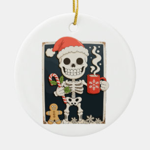 Christmas Skeleton Coffee Hot Chocolate Xmas Ceramic Tree Decoration