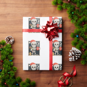 Christmas Skeleton Coffee Hot Chocolate Xmas Wrapping Paper