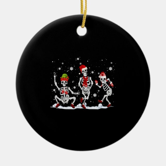 Christmas Skeleton Creepy Dancing Ceramic Tree Decoration (Front)
