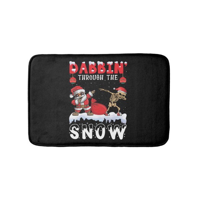Christmas Skeleton Dab   Bath Mat (Front)