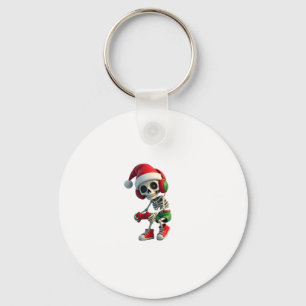 Christmas skeleton Gamer Pajamas xmas skull gaming Key Ring
