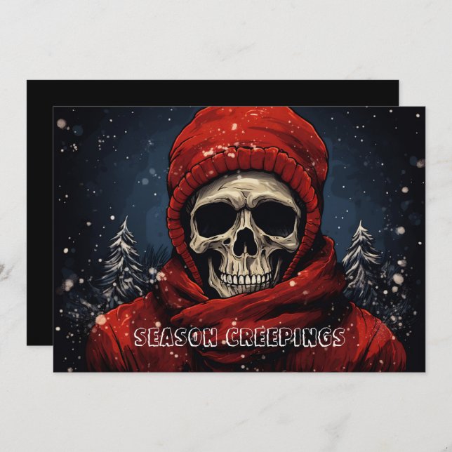 Christmas Skeleton Gothic Holiday Card (Front/Back)