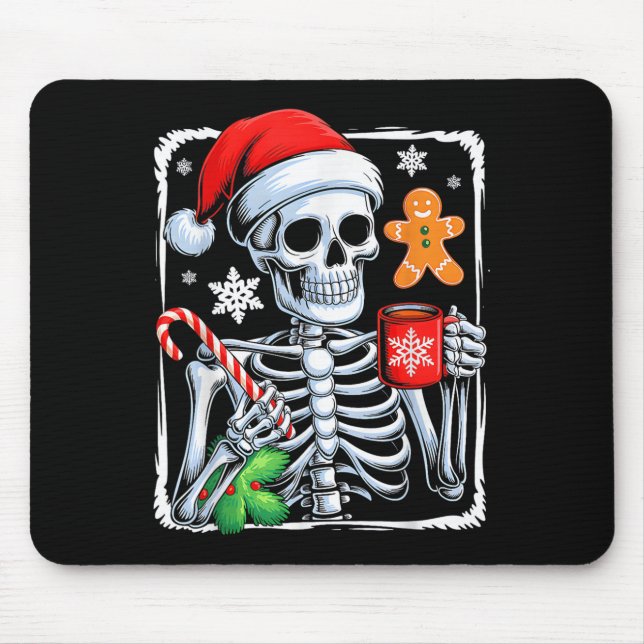 Christmas Skeleton Hot Chocolate Funny Xmas Men Wo Mouse Pad (Front)