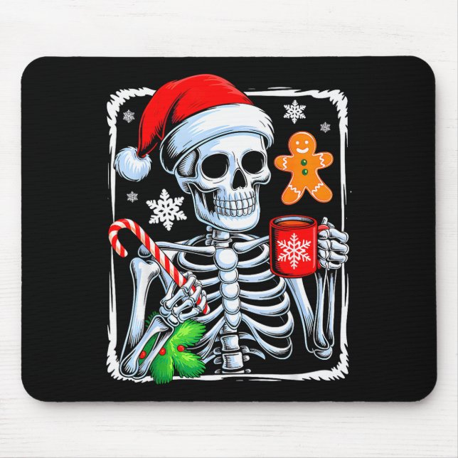 Christmas Skeleton Hot Chocolate Funny Xmas Men Wo Mouse Pad (Front)