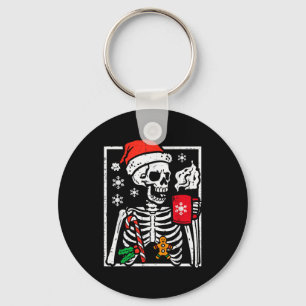 Christmas Skeleton Hot Chocolate Xmas Men Women Ki Key Ring