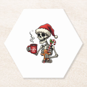 Christmas Skeleton Hot Chocolate Xmas Men Women Ki Paper Coaster